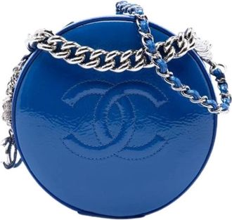 Chanel Pre-owned Patent Leather Satchel - Dames - Vintage Schoudertas - Blauw - ONE Size - Leer - Vintage