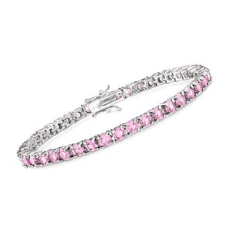 Ross-Simons Simulated Pink Sapphire Tennis Bracelet in Sterling Silver