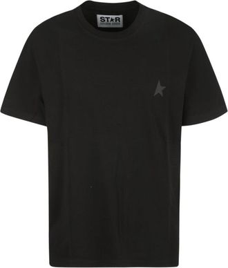 Golden Goose Half-Sleeve Black Cotton T-Shirt With Star Emblem
