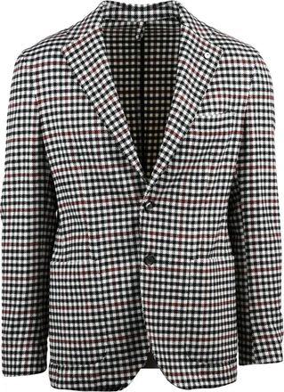 L.B.M. 1911 Rounded Checkered Jacket with Button Closure and Tailored Fit