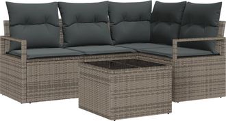 vidaXL Garden Sofa Set 5 pcs Grey Poly rattan Vidaxl