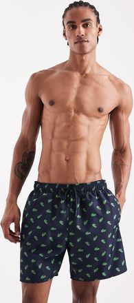 Lacoste Pantaloncini da bagno blu navy con logo effetto coccodrillo