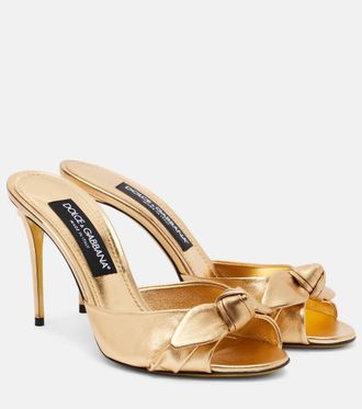 Dolce & Gabbana Bow-detail metallic leather mules