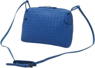 Bottega Veneta Pre-owned Cross Body Bags, female, Blue, Size: ONE SIZE Pre-owned Intrecciato Pochette Shoulder Bag