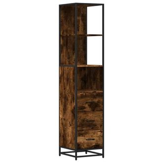 Berkfield Home Bathroom Cabinet Smoked Oak 35x37.5x166 cm Engineered Wood in Brown
