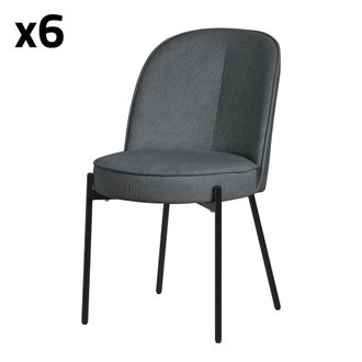 ML Design Set de 6 Sillas de comedor redondas antracita con patas de metal