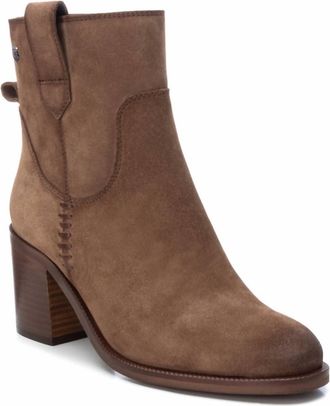 Xti Womens Suede Block Heel Booties In Taupe