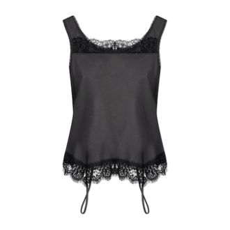 Maison Margiela Sleeveless Tops, female, Gray, Size: XS Mirrored Lace Slip Top