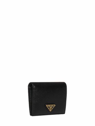 Prada Womens Small Wallet Saffiano Leather Black & Purses
