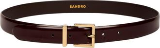 Sandro Smooth leather belt metal buckle in Bordeaux at Nordstrom, Size Large