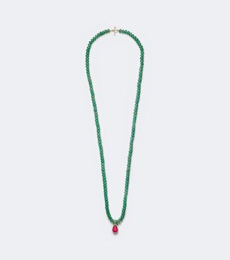 Octavia Elizabeth Collana in oro 18kt con perline, avventurina e tormalina