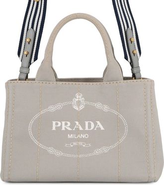 Prada Canapa Gray Canvas Tote Bag (Pre-Owned)