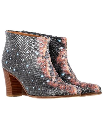 Maison Margiela Womens Leather Snake-Embossed Cosmo Print Bootie (Authentic Pre-Loved)