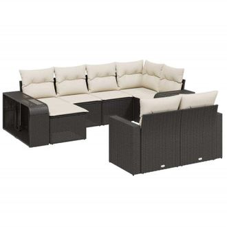 vidaXL Vidaxl - Set Divani da Giardino 10pz con Cuscini in Polyrattan Nero