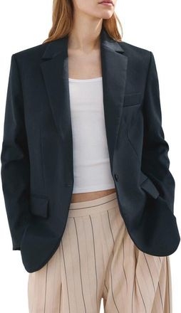 Mango Notch Lapel Blazer in Navy at Nordstrom, Size X-Small