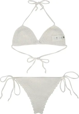 The Garment Womens Bikini Cream Crocheted Open Weave Swimwear