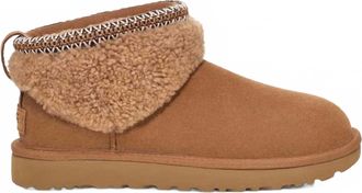 UGG Womens Ultra Mini Maxi Curly Boots In Chestnut