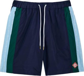 Casablanca Casablanca Striped Logo Satin Shorts - Navy - S