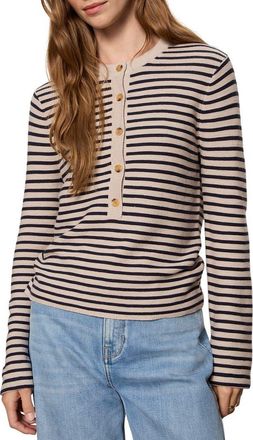 Sanctuary Everyday Henley Sweater in Inkstorm Blue/opal White at Nordstrom, Size X-Small