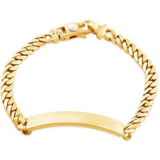 Pompeii3 Mens Cuffed Link 14k Gold (29gram) or Platinum (47gram) 6-8mm Bracelet 8.5
