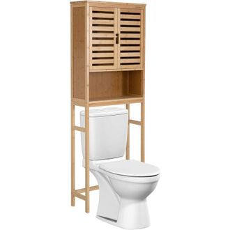 Costway Costway Mueble De Ba&ntilde;o Sobre El Inodoro, Armario De Ba&ntilde;o De Bamb&uacute; De 3 Niveles Con Estante Interior Ajustable Y Extra&iacute;ble, Mueble Lavadora 62 X 23 X 1