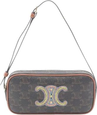 Celine Pre-owned Shoulder Bags, female, Black, Size: ONE SIZE Pre-owned Cuir Triomphe Mini Camera Bag