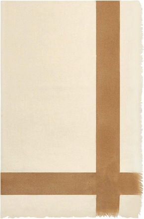 Kiton Accessoires, Dames, Beige, ONE Size, Kasjmier, Kasjmier en zijde sjaal met print