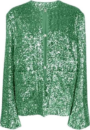 The Attico Manon Sequin Stretch Blouse - Dames - Blouses - Groen - XS - Polyester - Overhemden