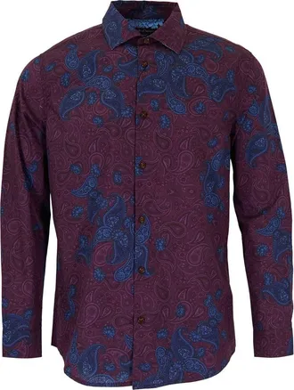 Lords of Harlech Nigel Button-Up Shirt in Montgat Paisley Plum at Nordstrom, Size Xx-Large