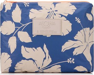 Aloha Collection Mid Salina Tiny Stripe Water Resistant Tyvek Zip Pouch in Navy at Nordstrom