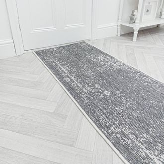 Runrug Carpet Runner Rug - Indoor/Outdoor, Reversible, 2mm - Tapestry in Grey | Size: 60 cm x 390 cm