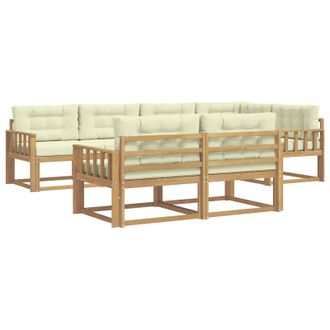 vidaXL Conjunto De Sof&aacute;s De Exterior 6 Pcs Blanco Y Crema Poli&eacute;ster Vidaxl