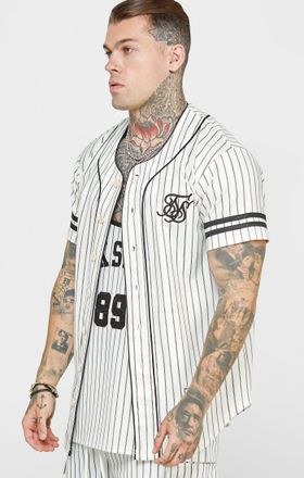 Siksilk Jersey de b&eacute;isbol beige para hombre SikSilk L