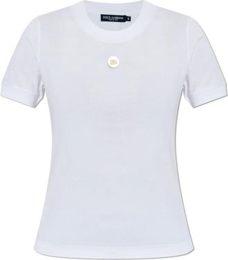 Dolce & Gabbana T-shirt met logo - Dames - T-shirts - Wit - S - Katoen - Tops