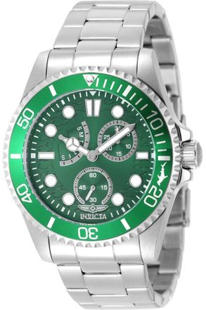 Invicta Pro Diver 51142 Herenhorloge - Quartz Uurwerk - Roestvrij Staal met Groene Wijzerplaat - 43 mm