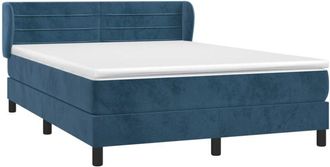vidaXL Cama Box Spring Con Colch&oacute;n Terciopelo Azul Oscuro 140x190 Cm Vidaxl