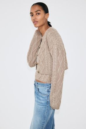 H&M Cable-knit Cardigan in Taupe at Nordstrom, Size Xx-Large