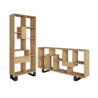 Skraut Home Librer&iacute;a efecto madera roble 67x31x174cm con patas