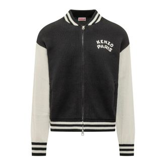 Kenzo Truien & Vesten, Heren, Zwart, M, Katoen, Paris Emblem Varsity Cardigan