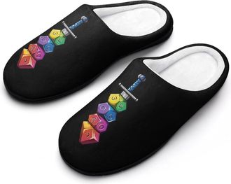 Generic Colorful Dice Collector Sword Mens Slippers Comfortable And Non-slip Cotton Slipper Shoe for House