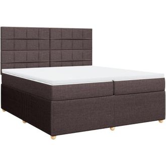 vidaXL Vidaxl - Cama Box Spring Con Colch&oacute;n Tela Marr&oacute;n Oscuro 200x200 Cm