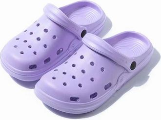 Generic Womens Plus Size Wide Width Flat Slide Sandals Summer Breathable Eva Lightweight Beach Casual Closed-Toe Shoes Hole Cavity Design Size 9 10-11 - Purpl