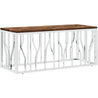 vidaXL Mesa De Centro Acero Inoxidable Y Madera Maciza Reciclada Vidaxl
