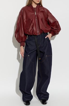 Givenchy bomber Leather Jacket, Womens, Burgundy