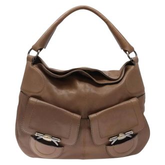 Ferragamo Vintage Leather Brown Leather Handbag (Pre-Owned)