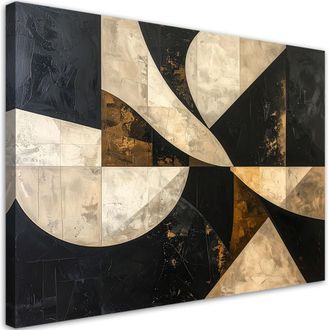 Feeby Cuadro En Lienzo, Abstracci&oacute;n En Dorado Y Negro, 120x80