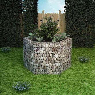 Berkfield Home Hexagonal Gabion Raised Bed 160x140x100 cm in Silver | Size: 160 x 140 x 100 cm
