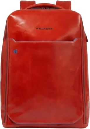 Piquadro Backpacks, male, Orange, Size: ONE SIZE Two-Compartment Leather Laptop Backpack 15.6