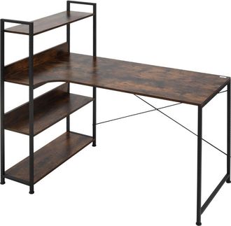 HOMCOM Vintage Computer Desk with Shelves 120cm - Black | TJ Hughes