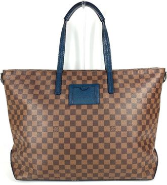 Louis Vuitton Brown Damier Canvas Ebene Navy Damier Canvas Boston Bag Shoulder Bag Tote Bag (Pre-Owned)